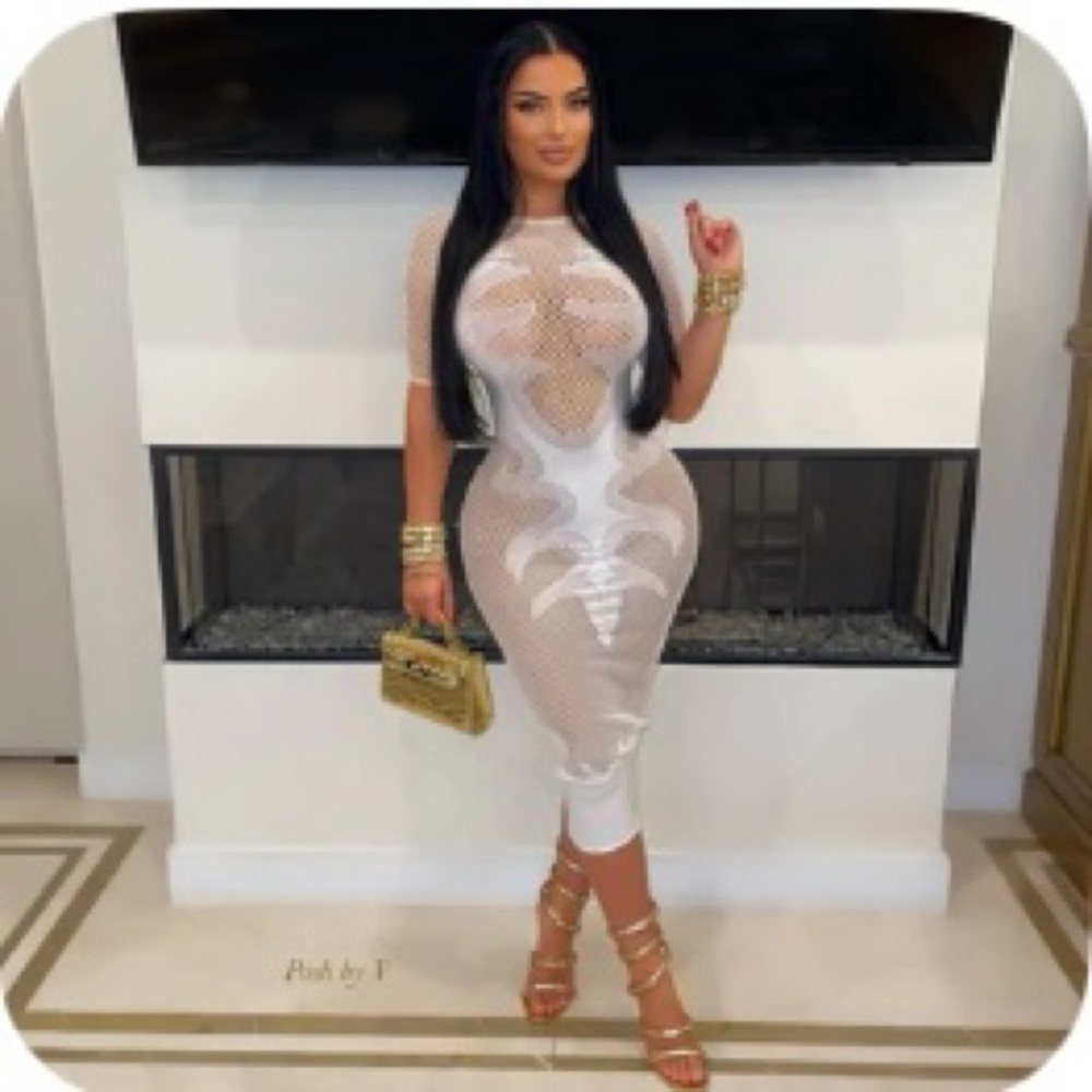White Mesh Bodycon Dress